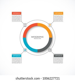 Infographic cycle diagram. Process chart with 4 options. Vector circle template for business infographics. Can be used for graph, presentation, report, step options, web design.