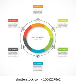 Infographic cycle diagram. Process chart with 6 options. Vector circle template for business infographics. Can be used for graph, presentation, report, step options, web design.