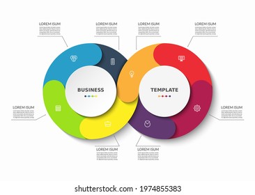 Infographic cycle diagram. Process chart for business infographics with 8 steps, parts, options. Vector template for presentation, report, brochure, web design.