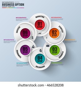 Infographic cycle diagram vector design template. Can be used for workflow layout, data visualization, business concept with 6 options, parts, steps or processes, banner, diagram, chart, web design.