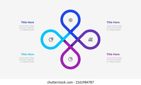 Infographic cyclic diagram with 4 elements. Concept of four steps or options of business cycle. Vector illustration for presentation.