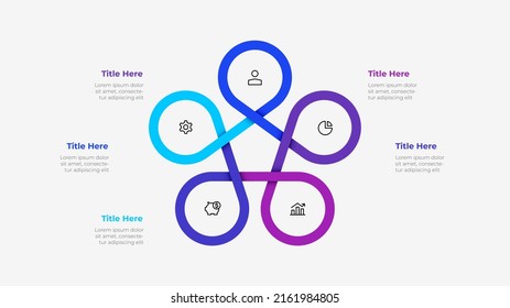 Infographic cyclic diagram with 5 elements. Concept of five steps or options of business cycle. Vector illustration for presentation.