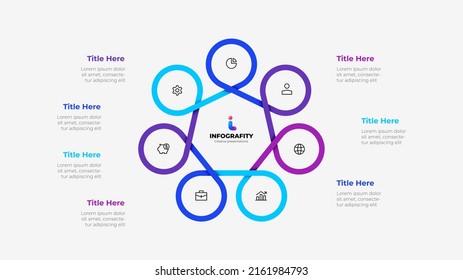 Infographic cyclic diagram with 7 elements. Concept of seven steps or options of business cycle. Vector illustration for presentation.