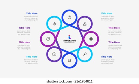 Infographic cyclic diagram with 8 elements. Concept of eight steps or options of business cycle. Vector illustration for presentation.