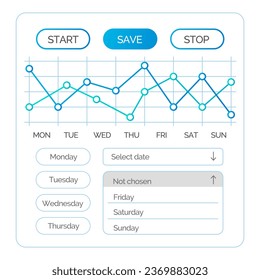 Infographic dashboard. Admin panel. Vector illustrarion The infographic effectively summarized complex data The graph depicted relationship between price and demand The design dashboard was sleek