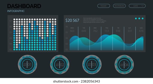 Infographic dashboard. Admin panel. Vector illustrarion The infographic presented visually appealing representation data The graph revealed clear trend in statistics The design dashboard