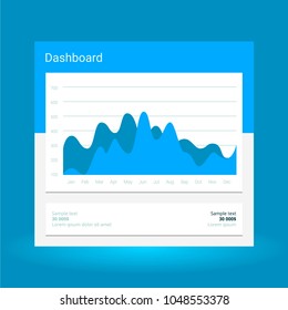 Infographic dashboard template with flat design graphs and charts. Processing and analysis of data. World map and mark on it