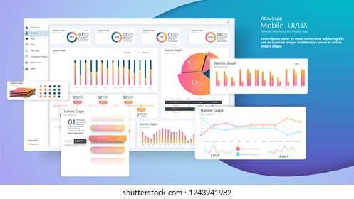 	
Infographic dashboard template with flat design graphs and charts. Information Graphics elements. EPS 10