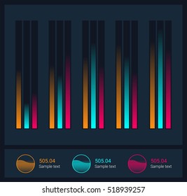 Infographic dashboard template with flat design graphs and charts