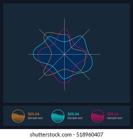 Infographic dashboard template with flat design graphs and charts. Processing analysis of data