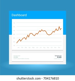 Infographic dashboard template with flat design graphs and charts. Processing and analysis of data