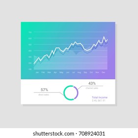 Infographic dashboard template with flat design graphs and charts. Processing analysis of data