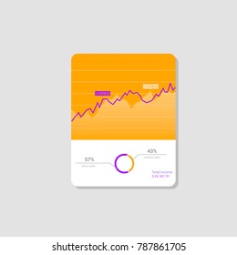 Infographic dashboard template with flat design graphs and charts. Vector mobile application