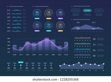 Infographic dashboard template. Modern statistics graph finance chart. Diagram chart graph, information digital news vector display