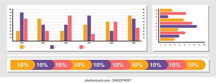 Infographic dashboard template. Simple design of interface, admin panel with graphs, chart diagrams. infographic data presentation.