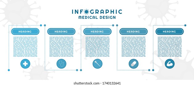 Infographic dashed line minimal design for medical coronavirus concept. vector illustration.