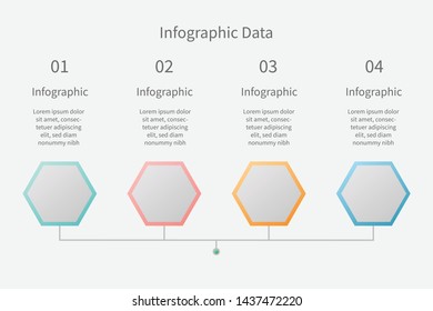 Infographic Data 4 step, line connection data