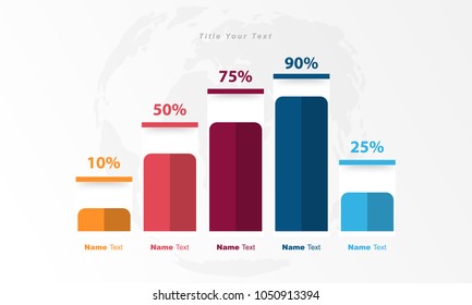 Infographic  data bar, table, chart, graph for use in business plan on grey background.