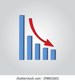 Infographic. Declining graph icon. Vector illustration