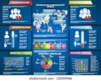 INFOGRAPHIC DEMOGRAPHIC MODERN STYLE BLUE