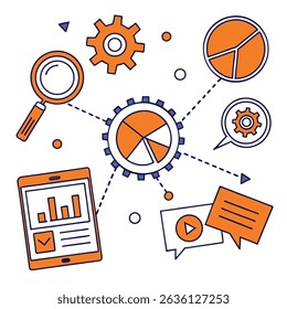 Infographic depicting data analysis and business intelligence concepts