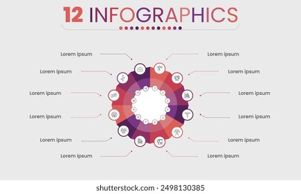 Diseño infográfico con 12 puntos