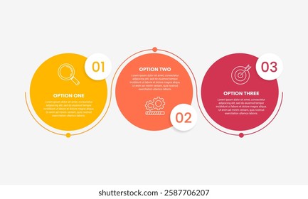 Infographic design, 3 flowing circles options. Presentation, Data, Plan and Marketing. Vector illustration.