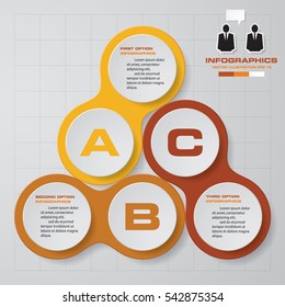 Infographic design with 3 options circles on the grey background. Eps 10 vector file.
