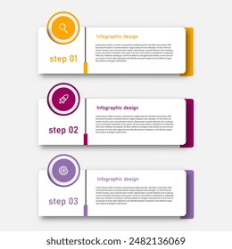 Infographic design with 3 options or steps, can be used for workflow diagram, info chart, web design. vector illustration.	