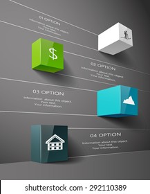 Infographic design in 3D on a black background