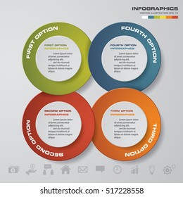Infographic design with 4 options circles on the grey background. Eps 10 vector file.