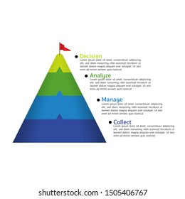 Infographic design and 4 options levels or steps. Infographics for business concept. Can be used for presentations banner, workflow layout, process diagram and flow chart. Concept Data Science.