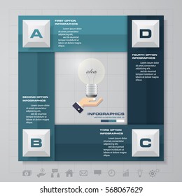 Infographic design with 4 options on the grey background. Eps 10 