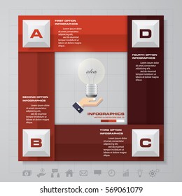 Infographic design with 4 options on the grey background. Eps 10 