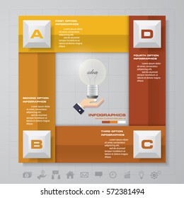 Infographic design with 4 options on the grey background. Eps 10 