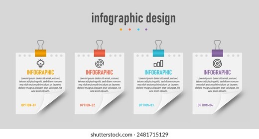 infographic design with 4 options or steps, can be used for workflow diagram, info chart, web design. vector illustration.