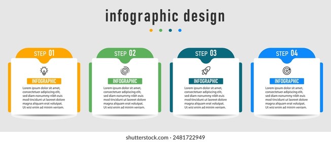 Infographic design with 4 options or steps, can be used for workflow diagram, info chart, web design. vector illustration.	