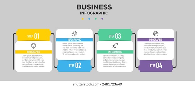 Infographic design with 4 options or steps, can be used for workflow diagram, info chart, web design. vector illustration.	