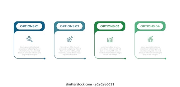 infographic design with 4 options or steps. Infographics for business concept. Can be used for presentations workflow layout, banner, process, diagram, flow chart, info graph, annual report.