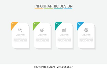 Diseño de infografía con 4 opciones o pasos. Infografía para el concepto de negocio. Se puede utilizar para el diseño de flujo de trabajo de presentaciones, Anuncio, proceso, diagrama, diagrama de flujo, infografía, informe anual.