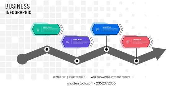 Infographic design with 4 step, Infographic business concept, Flow, Chart, Presentation
