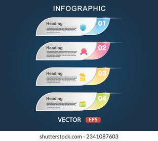 Infographic design with 4 steps combined with square labels, vector design.