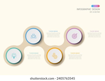 Infographic design 4 steps for diagrams, presentations, workflow layouts, banners, flowcharts, infographics.
