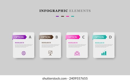 Infographic design 4 steps for diagrams, presentations, workflow layouts, banners, flowcharts, infographics.