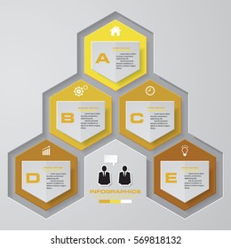 Infographic design with 5 options on the grey background. Eps 10