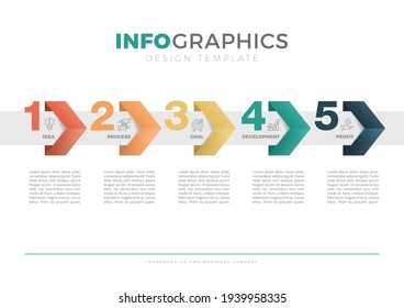 Infografik-Design mit 5 Optionen oder Schritten. Infografiken für das Geschäftskonzept.