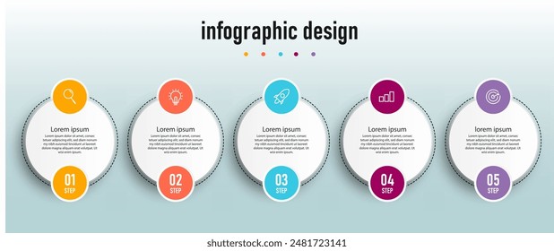 Infographic design with 5 options or steps, can be used for workflow diagram, info chart, web design. vector illustration.	