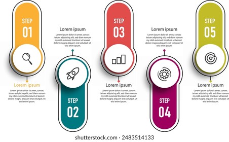 Infographic design with 5 options or steps can be used for workflow diagram, info chart, web design. vector illustration.
