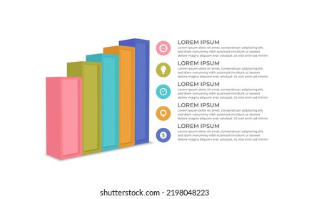 infographic design with 5 steps for data visualization, diagram, annual report, web design, presentation. Vector business template