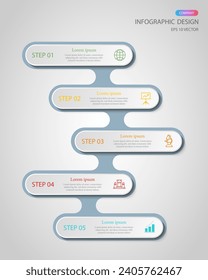 Infographic design 5 steps for diagrams, presentations, workflow layouts, banners, flowcharts, infographics.